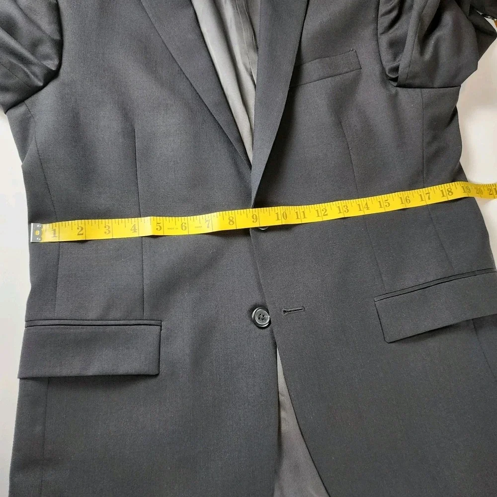 Egara Wool Suit Jacket‎ Mens 40S Black Two Button Slim Fit Career Office Events